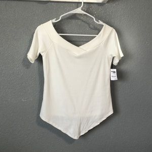White Off-The-Shoulder Charlotte Russe Shirt